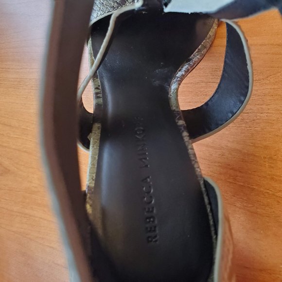 Rebecca Minkoff Kiley Nappa Snake Sabrina Sandals Shoes in Black/Thyme - 7B - Picture 15 of 16